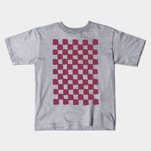 small checkered burgundy, Checkerboard Check Checkered, small checks, wine, plum, burgundy, western, prairie, aesthetic, retro, vintage, cowgirl Kids T-Shirt